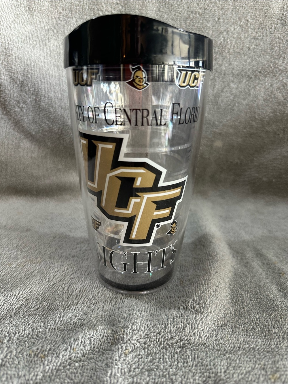 UCF Knights Clear Travel Tumbler with Black Lid